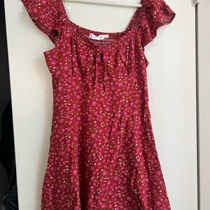 All in Favor Red Floral Dress